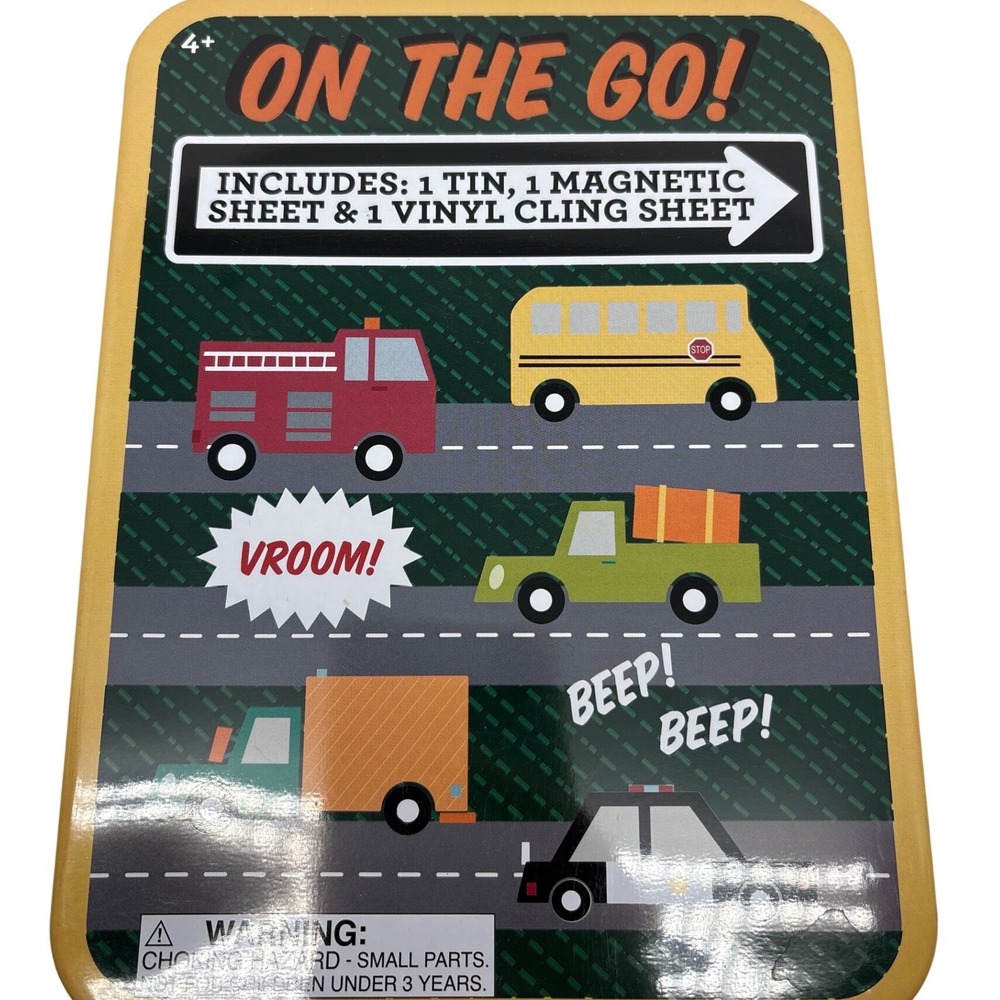 On The Go Magnetic Tin Activity Set Cars Trucks Roadway Scene Tic Tac Toe Game